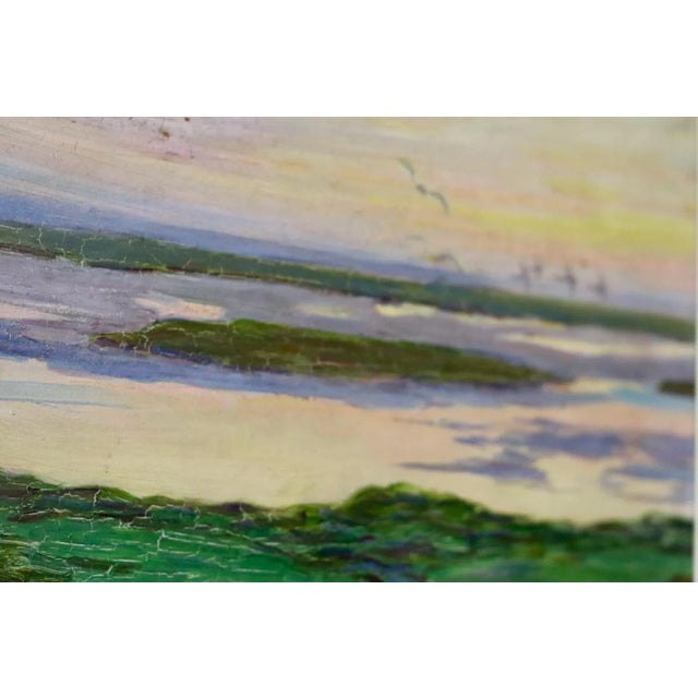 Swedish mid-century oil on panel painting "seabirds over ocean" by william gislander--vintage & framed a beautiful...