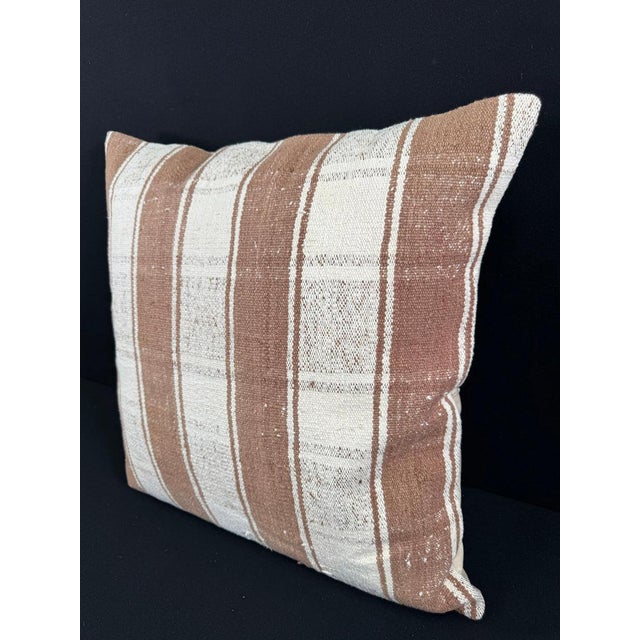 Turkish Hemp Pillow Cushion Natural Beige Brown Pillow Cushion Cover 24x24 For Sale - Image 4 of 4
