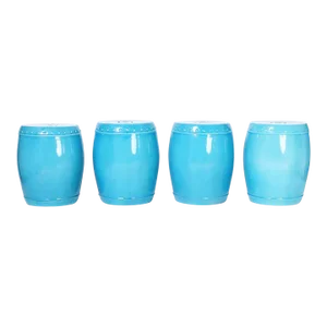 Terra Cotta Garden Seats With a Blue Glaze - Set of 4