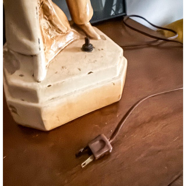 1930s Vintage Art Deco Alabaster Lamp With Frosted Glass Shade. For Sale - Image 5 of 9