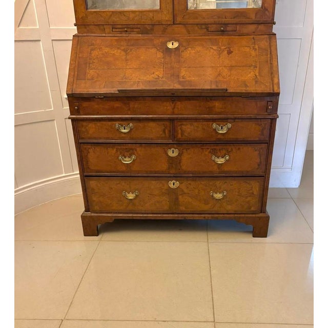 Antique George I Figured Walnut Bureau Bookcase with Secretaire, 1720 For Sale - Image 14 of 18