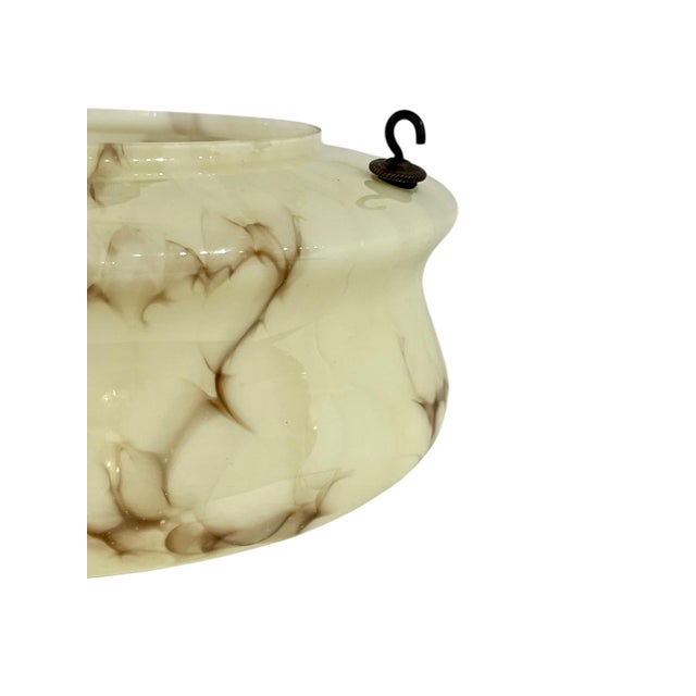 Antique French Art Deco Plafonnier Marbled Glass Light Shade For Sale - Image 6 of 12