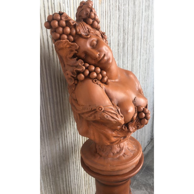 19th Century Spectacular Clay Goddess of Summer in a Matching Pedestal For Sale - Image 4 of 11