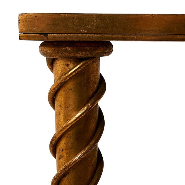 Schumacher 1960s Schumacher Brass & Mirror Spiral Leg Side Table For Sale - Image 4 of 5