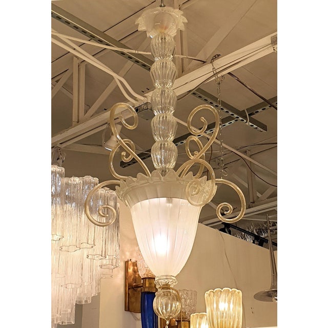 Venini White Murano Glass Neoclassical Lantern 1960s For Sale - Image 4 of 11