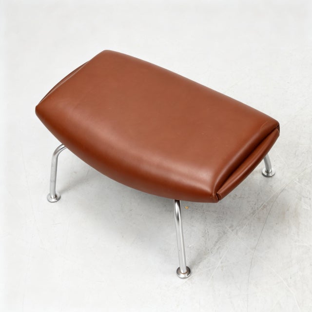 Hans J Wegner Ox Chair and an Ottoman for Erik Jørgensen Denmark For Sale - Image 12 of 14