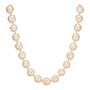 1995 Vintage Chanel Choker Necklace Large 14.5mm Faux Pearls Yellow Gold Tone