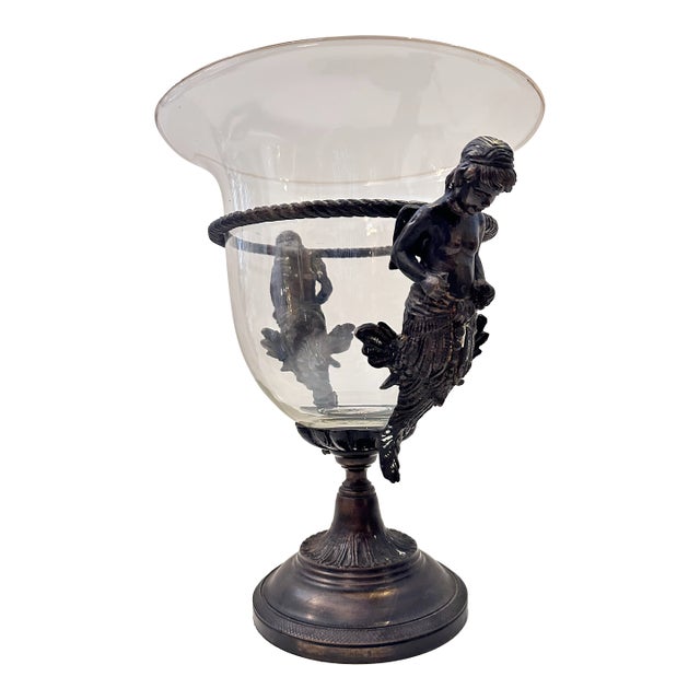 Cherub Centerpiece Vase on Bronze Base For Sale