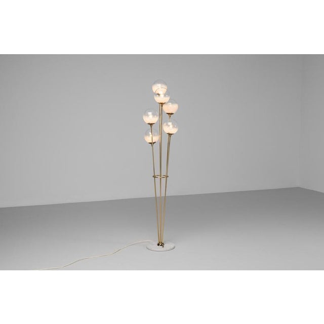 1960s Alberello Floor Lamp in Marble and Brass from Stilnovo, Italy, 1960s For Sale - Image 5 of 16