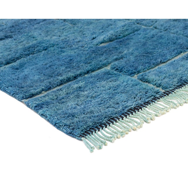Contemporary Fractured Linear Grid Hand-Knotted Moroccan Wool Rug | 9'8" X 8'4" | One of a Kind For Sale - Image 3 of 8