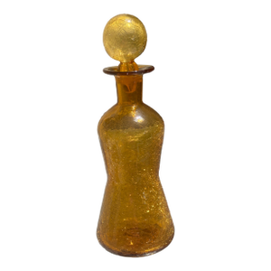 1970s Viking Glass Company Gold Crackle With Stopper