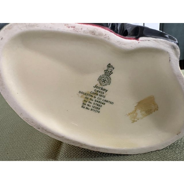 Mid-Century Modern Vintage 1970 Royal Doulton Jockey D6625 Porcelain Toby Character Jug Mug For Sale - Image 3 of 6