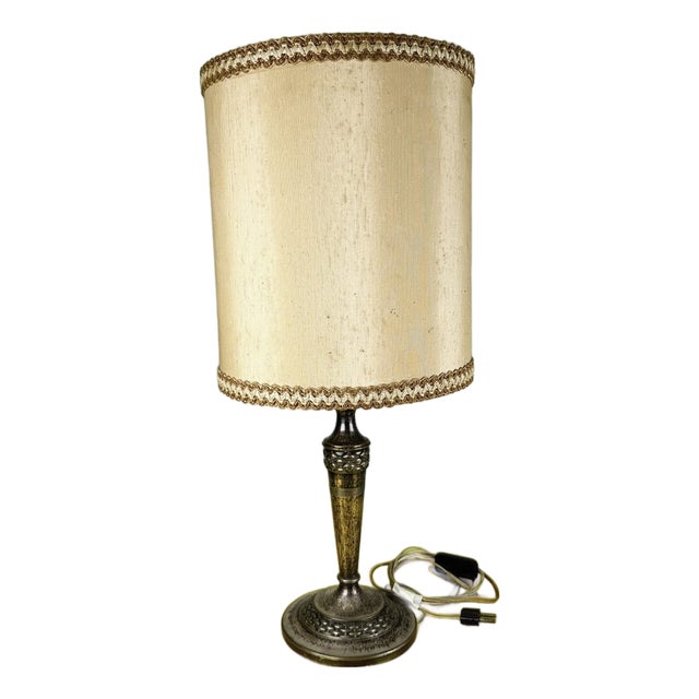 Vintage Table Lamp with Metal Base For Sale