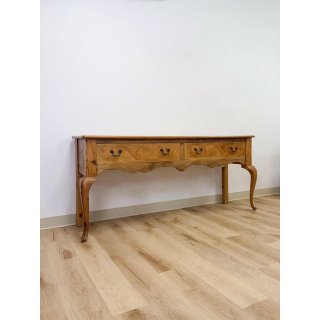 Contemporary Mid 20th Century Handmade Inlaid Solid Pine Organic Modern Designer Console Table For Sale - Image 3 of 17