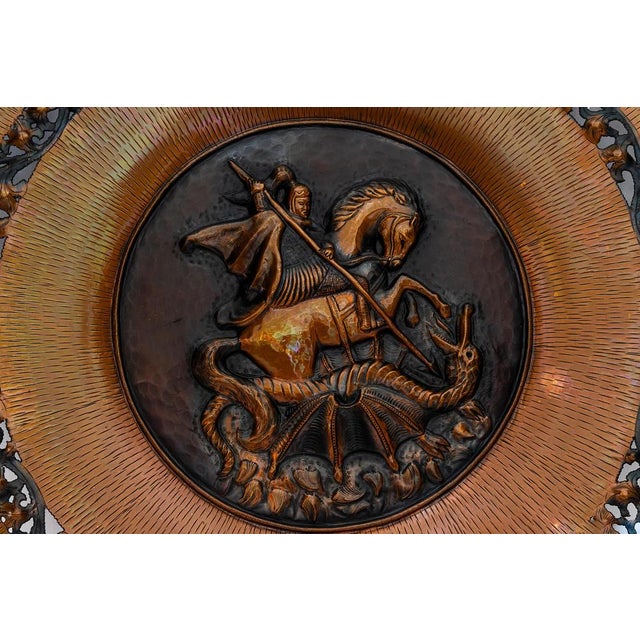 Italian Saint Geogius Kills Dragon Big Wall Decoration in Copper, 1950s For Sale - Image 6 of 15