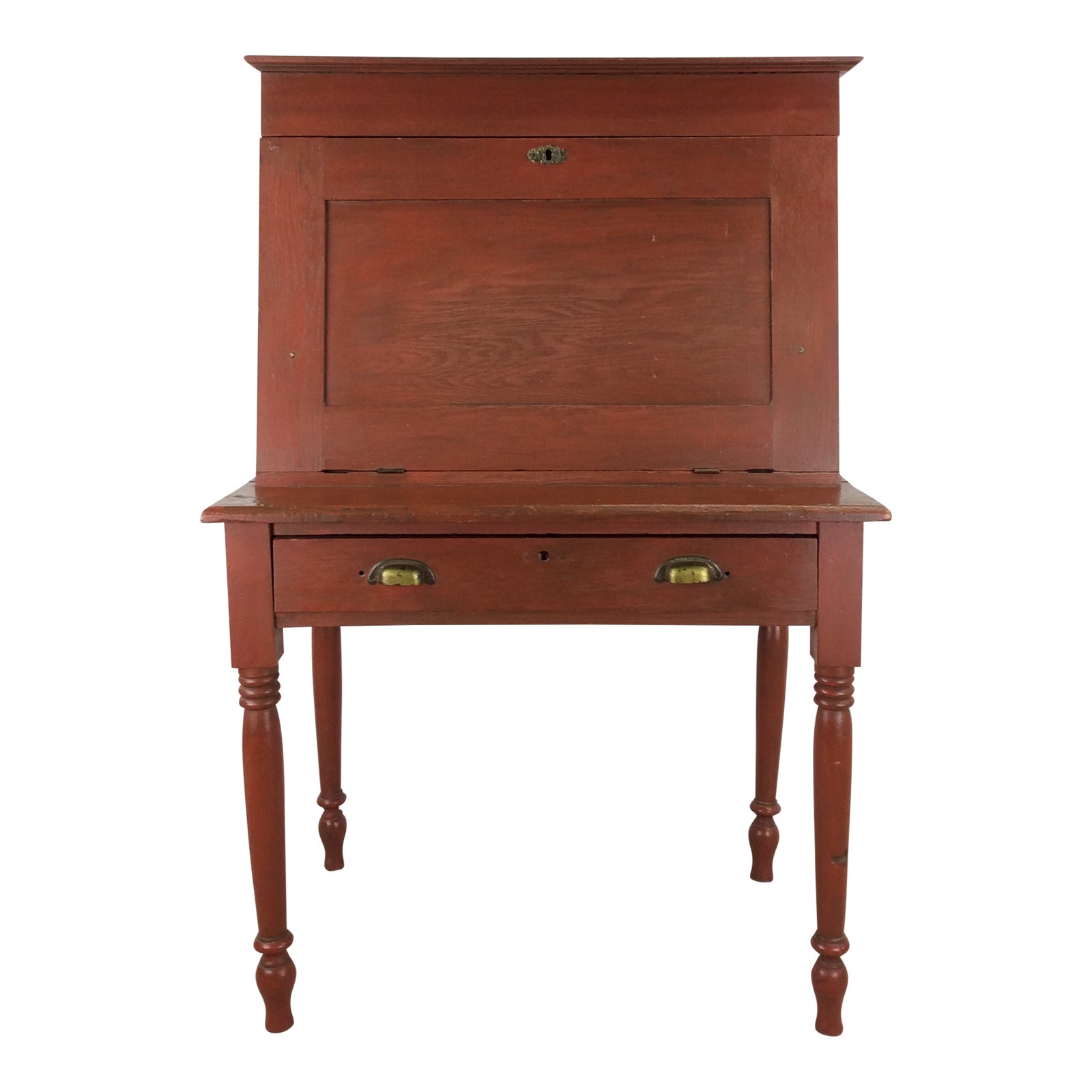 Antique Dropfront Schoolmasters Desk With Single Drawer | Chairish