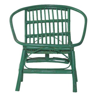 Laguna Rattan Arm Chair in Green For Sale
