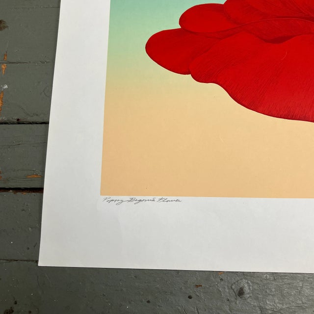 Contemporary 1980’s Original Contemporary Lithograph by John Cederstrom “Poppy Begonia Flower” For Sale - Image 3 of 6