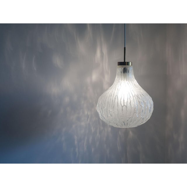 Vintage Danish Rippled Glass Pendant Lamp For Sale - Image 6 of 6