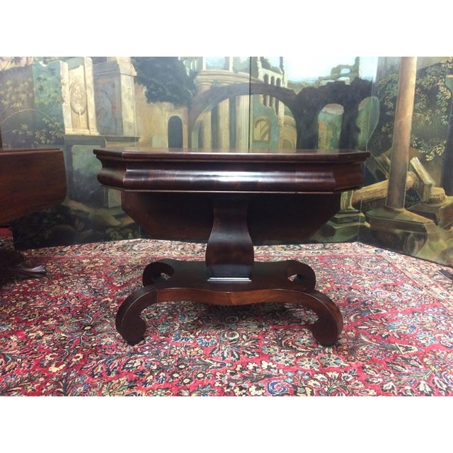 Item: Antique Empire Games Table, Hall table. Age & Condition: Circa 1850. Good, restored finish. Dimensions: 42″ wide x...