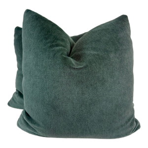Herman Miller "Allusion" in Black/Green Alpaca Velvet 22" Pillows-a Pair