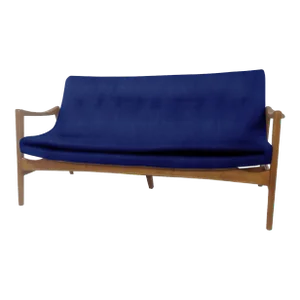 Mid Century Modern Style Sofa in Blue Boulce