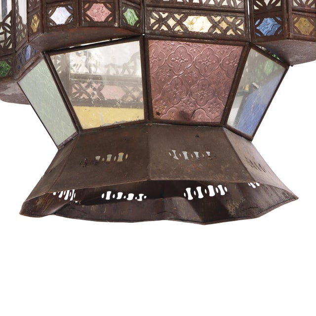Moroccan 1960s Large Moroccan Tin Lantern For Sale - Image 3 of 7
