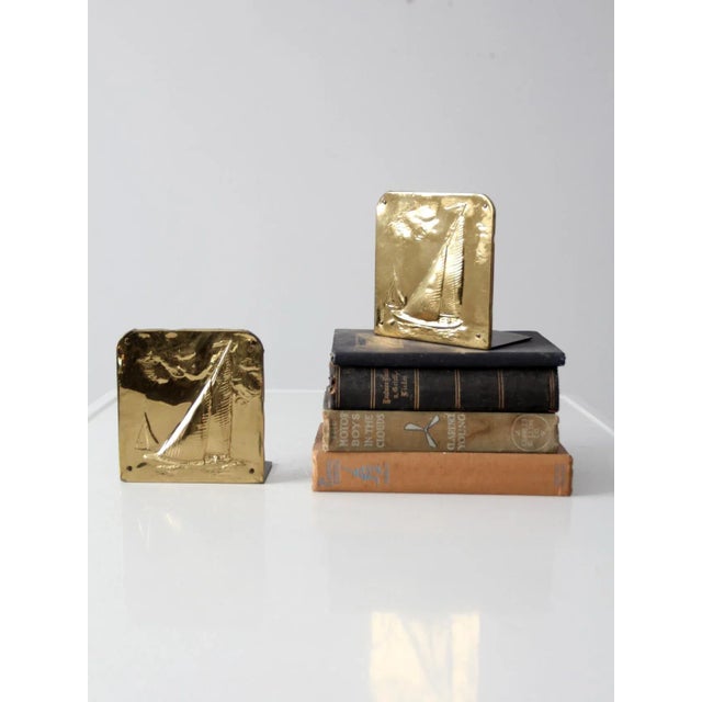 Vintage Brass Nautical Bookends For Sale - Image 9 of 11