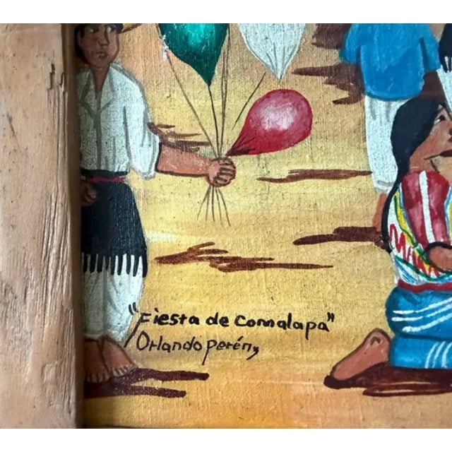Detailed Folk Art Painting - Comalapa School Movement - Painting of the Fiesta De Comalapa, Signed For Sale - Image 10 of 11