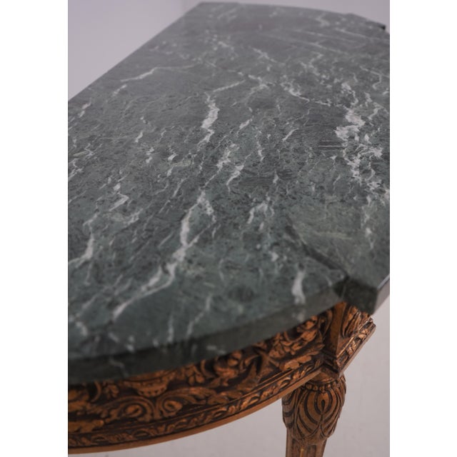 French Louis XVI Style Gold Finish Marble Top Console Table For Sale In Philadelphia - Image 6 of 13