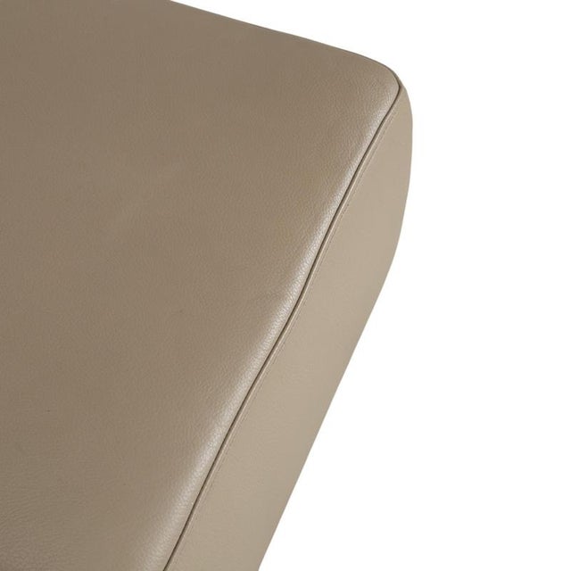 Beige Leather and Wood Ottoman from Musterring For Sale - Image 5 of 9