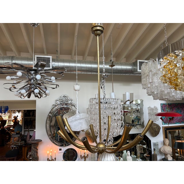 1960s Italian Modern Brass Chandelier For Sale - Image 5 of 10