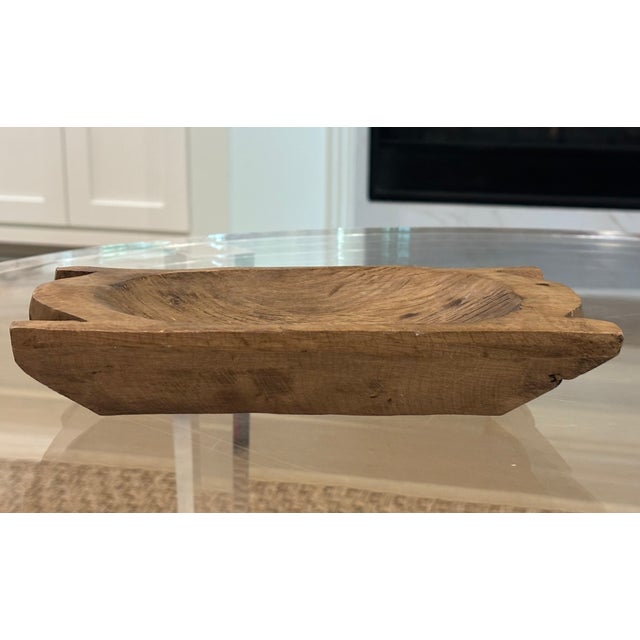 Contemporary Antique Petite Scale Hand Carved Wooden Rustic French / European Bowl For Sale - Image 3 of 8