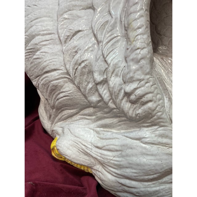 Off-white 1960s Pelican Vintage Coastal Italian Ceramic Low Stool Table Terracotta For Sale - Image 8 of 12