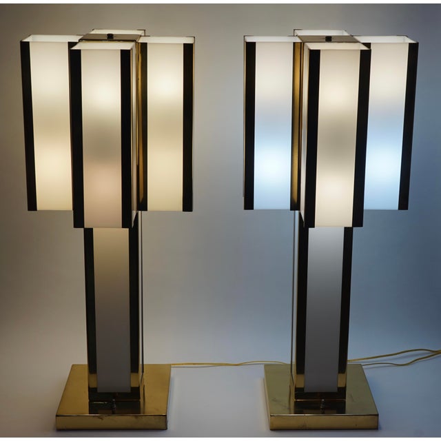 Ivory Mid 20th Century Mid-Century Modern Italian Brass and Ivory Table Lamps in the Style of Romeo Rega - a Pair For Sale - Image 8 of 13