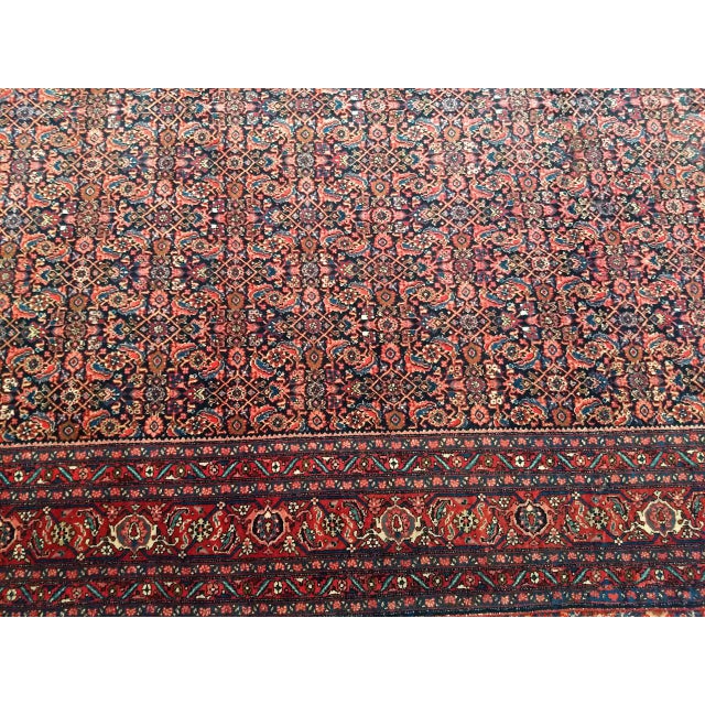 Vintage Persian Bidjar Rug, Hand-Knotted Wool, All-over Herati Geometric Pattern, Navy & Rust-Red,9x12 For Sale - Image 16 of 16