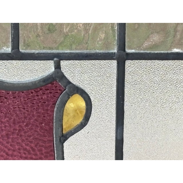 American Early 20th C. Stained Glass Window - Shield / Crest in Wine Red and Old Gold For Sale - Image 3 of 13