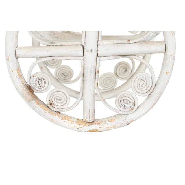 Wood Vintage White Wicker Bicycle Plant Stand For Sale - Image 7 of 8