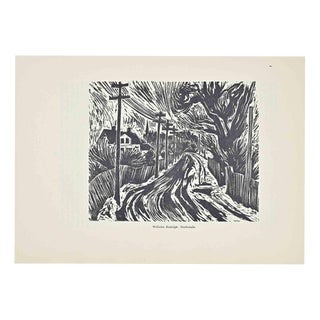 Wilhelm Rudolph, Village Street, 1920s, Woodcut For Sale