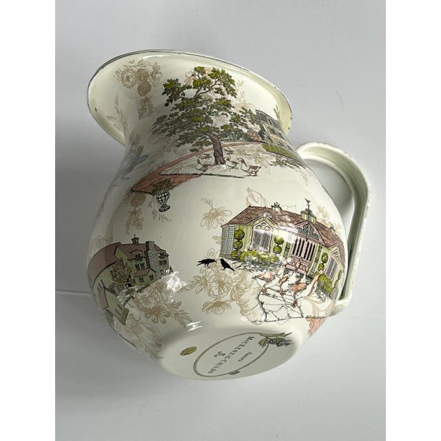 Paint McKenzie Childs Aurora Toil Pattern Enamel Pitcher For Sale - Image 7 of 7
