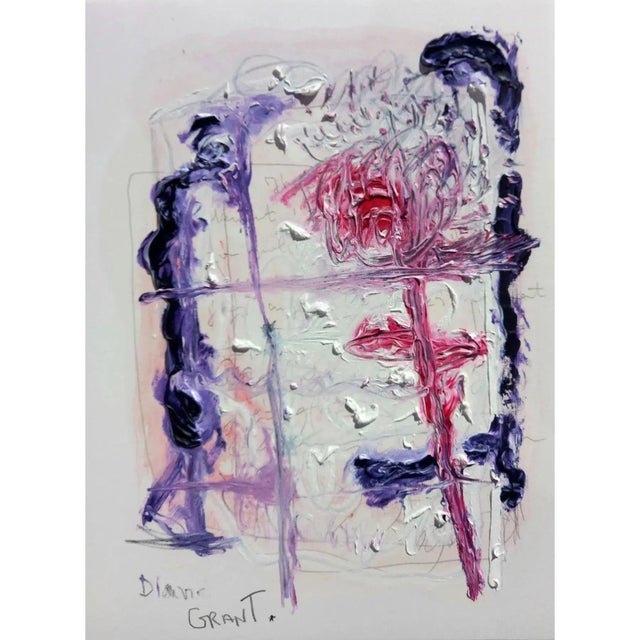 'J'agis', drawing over poem by Diane Grant. Oil and pencil on high quality 'Rembrandt' fine art paper. Signed in the left...