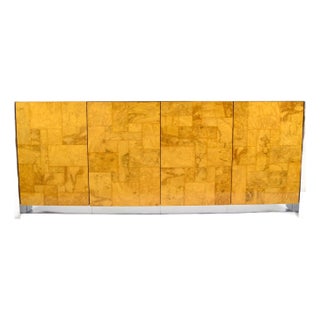 Mid 20th Century Attributed to Paul Evans Cityscape Console in Burl Wood and Chrome For Sale