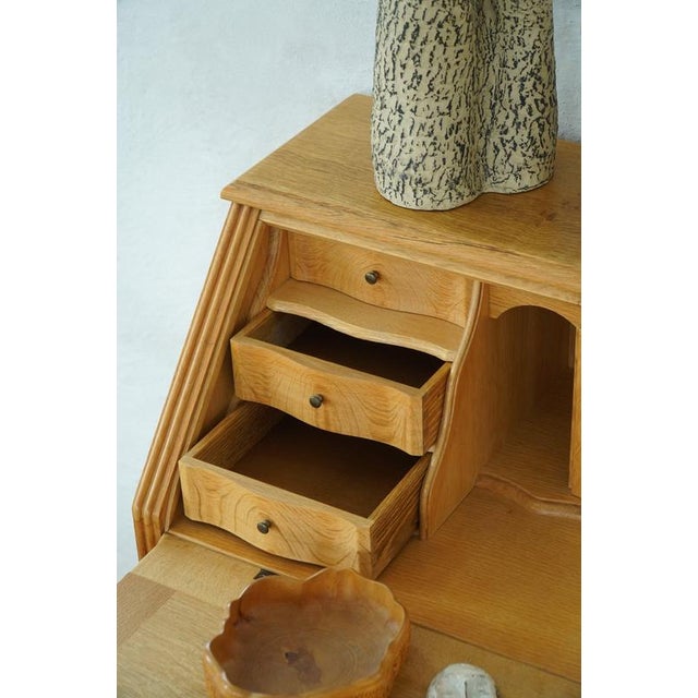 Vintage Danish Oak Drop‑Front Secretaire, 1950s For Sale - Image 12 of 18