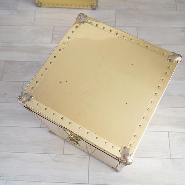 Vintage Pair of Brass Storage Trunk Side Tables For Sale - Image 13 of 13