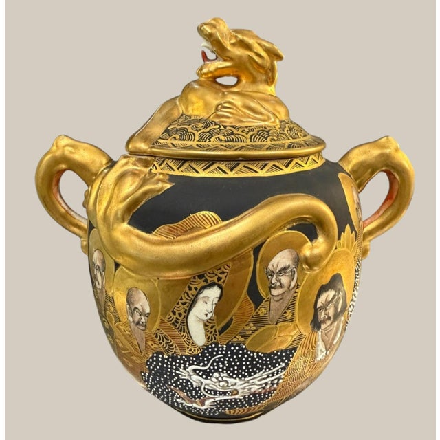 Late 20th Century Japanese Satsuma Dragonware 24 Pc Tea Set Immortals Dragons Hand Painted Gilt - 24 pcs For Sale - Image 11 of 16