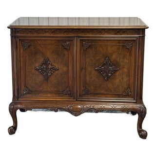 Vintage Berkey and Gay Walnut Carved Server / Cabinet For Sale