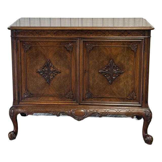 Vintage Berkey and Gay Walnut Carved Server / Cabinet For Sale