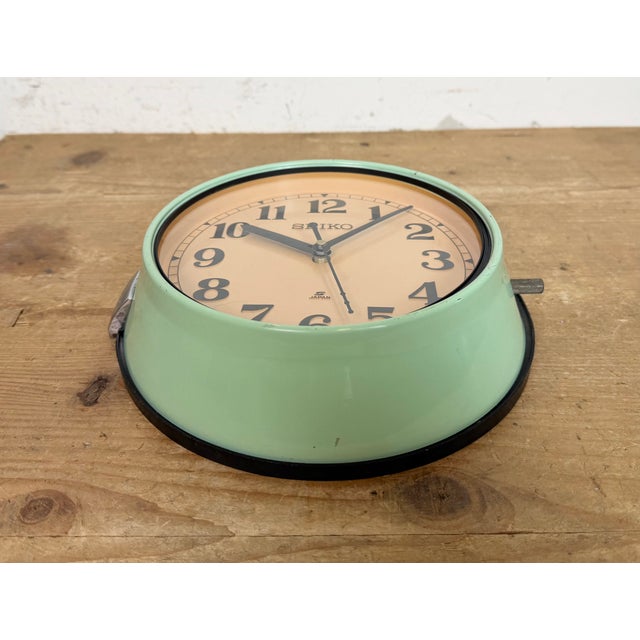 Vintage Green Ships Wall Clock from Seiko, 1970s For Sale - Image 9 of 18