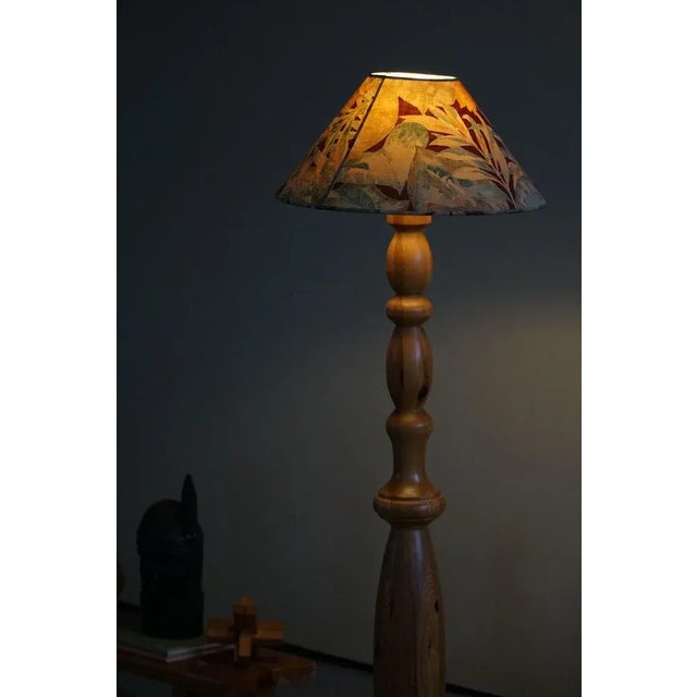 Large organic floor lamp in solid pine. Made by unknown cabinetmaker in 1970s - probably Swedish or Danish. This piece is...