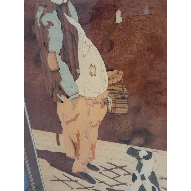 Rare Vintage Italian Inlaid Wood Marquetry Wall Art – 1960s This charming handmade marquetry wall art is a beautiful...